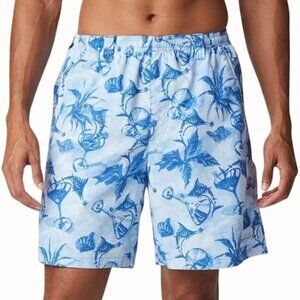 Columbia Backcast UPF 50 Mens Swim Trunks Blue Martini Marlin Print XL